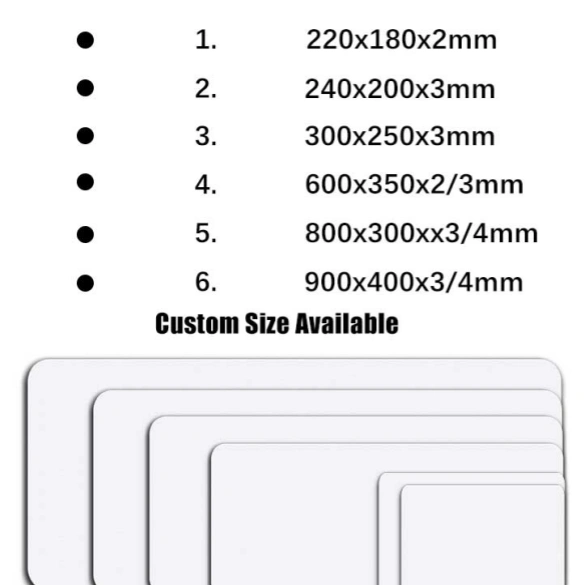 mouse pad custom sizes
